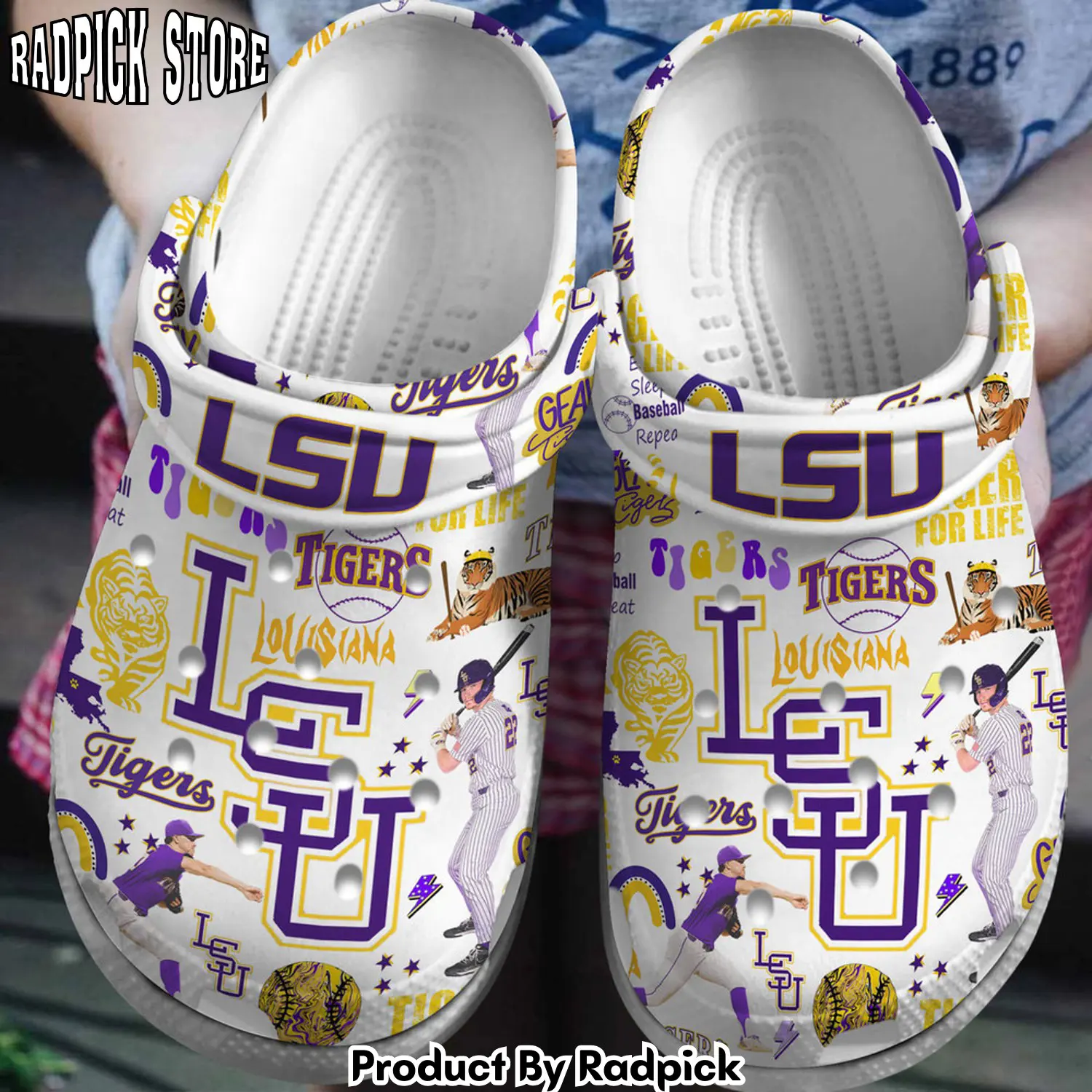 Radpick premium lsu geaux tigers ncaa sport clogs shoes comfortable for men women rp6522246